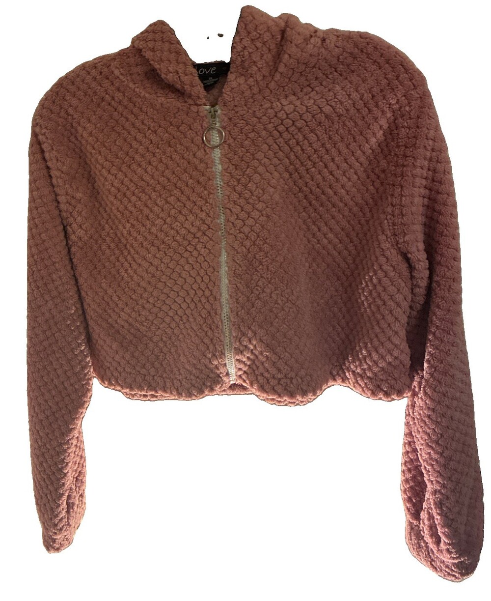 hooded jacket pink plush fleece